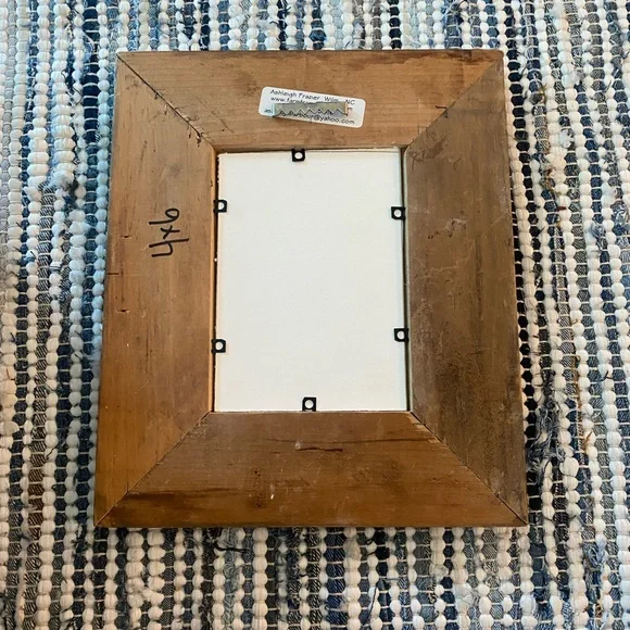 Watercolor print with blue wooden handmade frame.